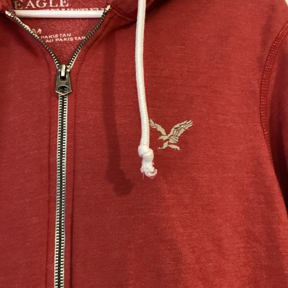 American Eagle Zip Up Hoodie Dark Coral Size M - Picture 3 of 5